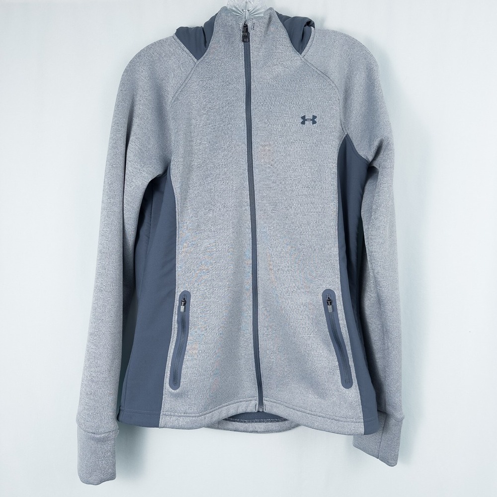 Under‎ Armour The Swacket Womens Medium Hooded Full Zip Fitted Blue Gray 1344445